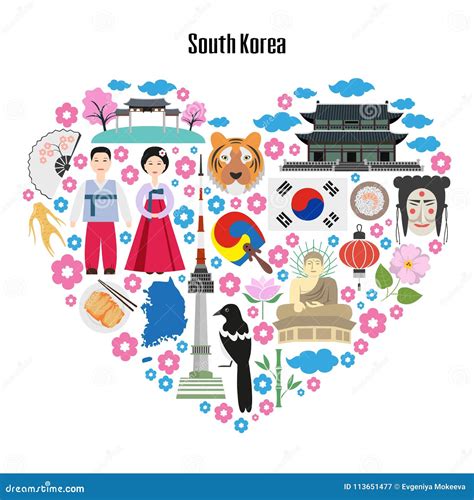 Colorful Poster with Symbols of South Korea. Stock Vector ...