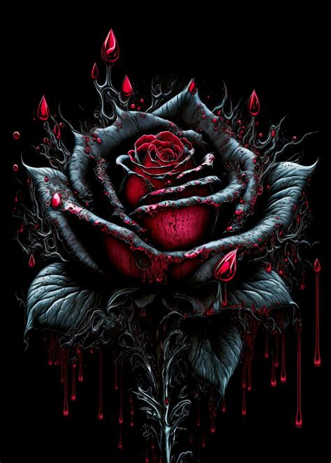 'Blood Rose' Poster, picture, metal print, paint by Freak Creator | Displate