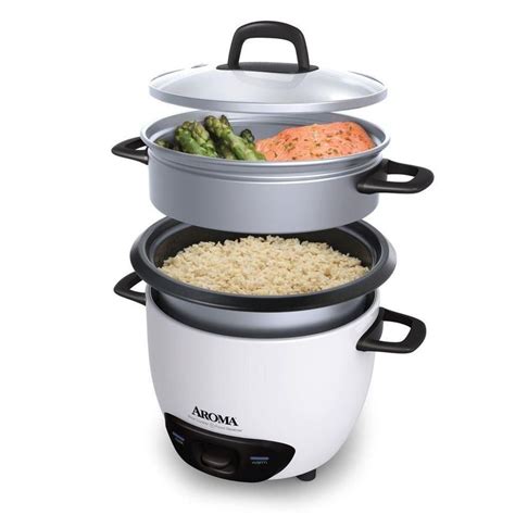 6-Cup Pot-Style Rice Cooker and Food Steamer in White | Aroma rice ...