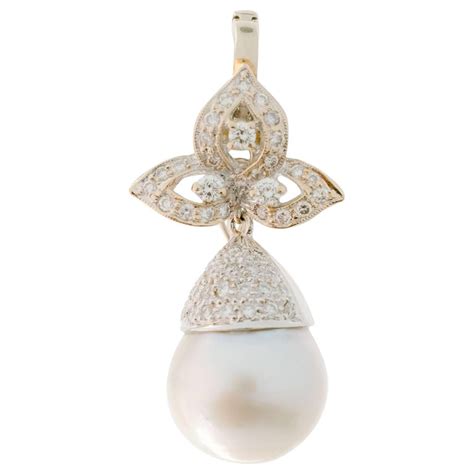 1980s .50 Carat Diamond and Pearl Necklace Enhancer at 1stDibs | pearl necklace enhancers