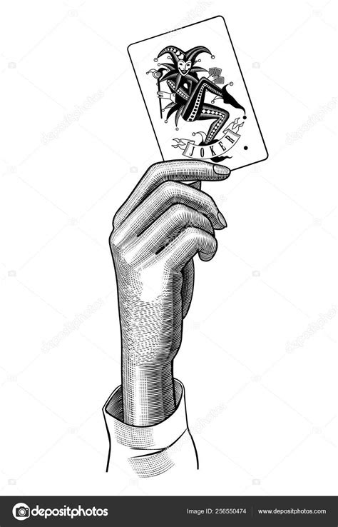 Female hand holding Joker playing card — Stock Vector © maystra #256550474