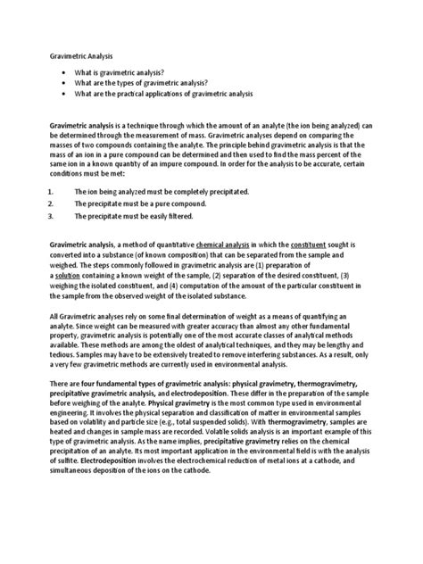 Gravimetric Analysis | PDF | Analytical Chemistry | Physical Chemistry