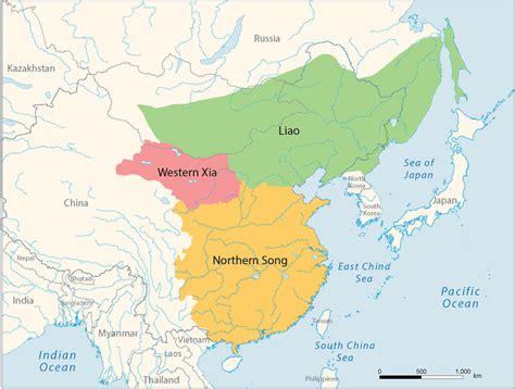 Map of East Asia during the eleventh century CE. The Liao Empire (in ...