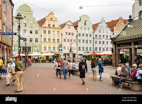 AUGSBURG, GERMANY - AUGUST 19: People at the historic center of ...