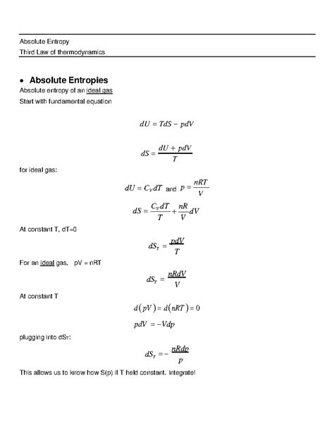 Third Law Of Thermodynamics Equation