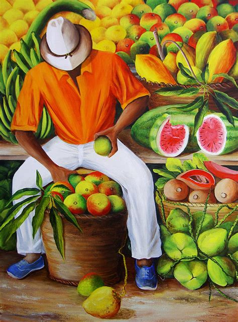 Manuel The Caribbean Fruit Vendor Painting by Dominica Alcantara