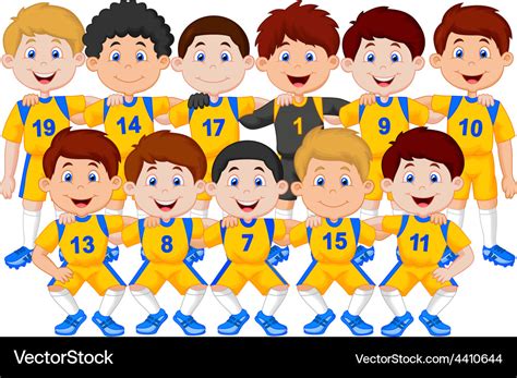 Football team cartoon Royalty Free Vector Image