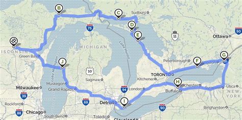 Route Map - Great Lakes 2017