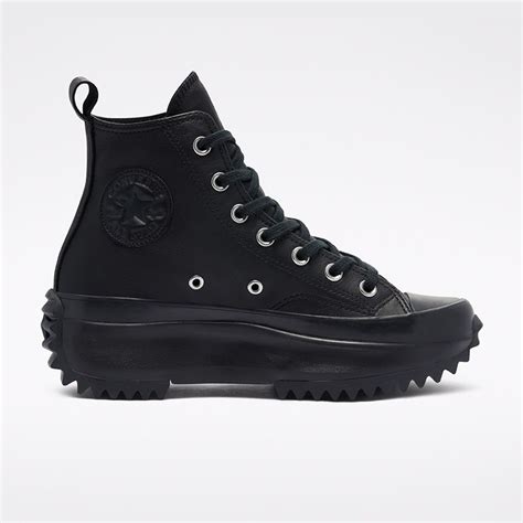 Monocolor Leather Run Star Hike High Top in Black/Black/Black ...