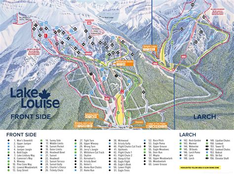 Lake Louise Ski Resort Front Side And Larch Piste Map - Ontheworldmap.com