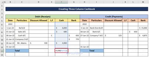 How to Create Three Column Cash Book in Excel - ExcelDemy