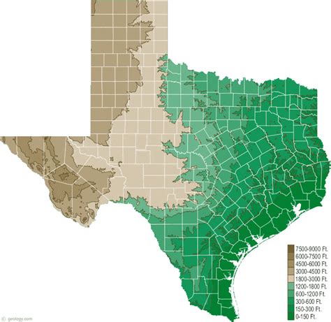 Texas Physical Map and Texas Topographic Map