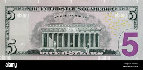 5 dollar bill back side for design purpose Stock Photo - Alamy