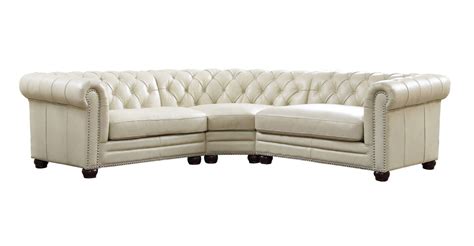 TRADITIONAL WHITE LEATHER SECTIONAL - Arrow Furniture