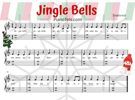 Jingle Bells Free Easy Piano Sheet Music (Digital Print - Lagudankuncinya - Song Chord Lyrics