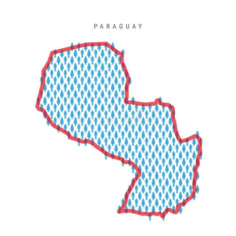 Paraguay Population Map. Stick Figures Paraguayan People Map. Pattern of Men and Women. Flat ...