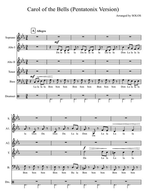 Carol of The Bells Pentatonix Version | PDF | Music Performance | Music ...