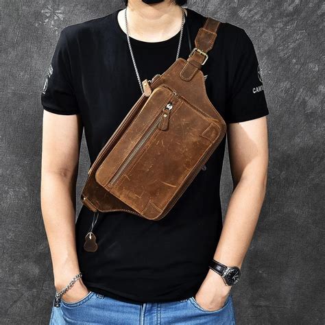 Vintage Leather Fanny Pack Mens Waist Bag Hip Pack Belt Bag for Men ...