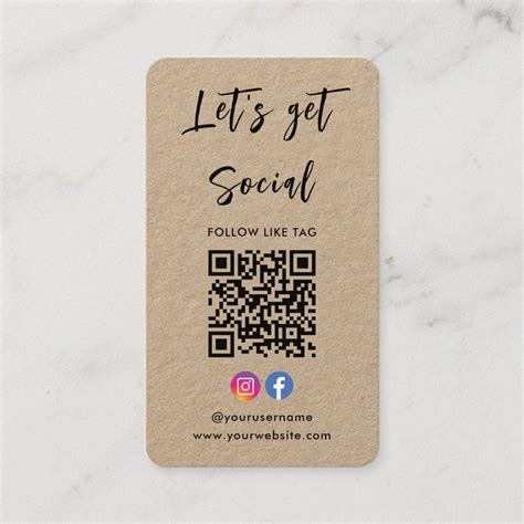 Connect With Us Instagram Facebook Qr Code Rustic Business Card | Zazzle | Qr code business card ...