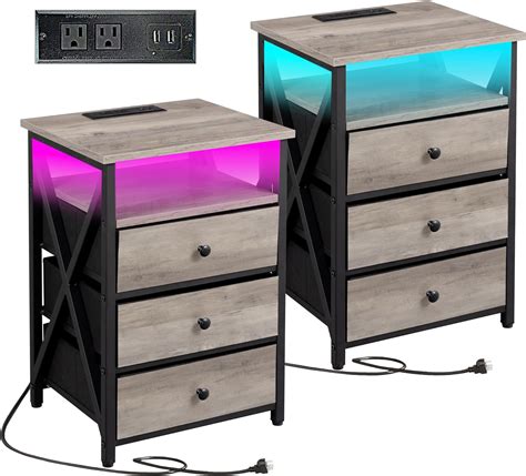 Amazon.com: Clikuutory LED Nightstand Set of 2 with Fast Charging ...