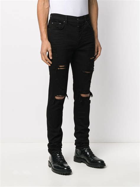 Amiri Denim Ripped Slim-fit Jeans in Black for Men - Lyst