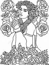 Flower Girl Coloring Page For Adults Color Outline Vector  sketch template