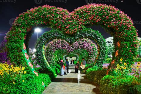 dubai miracle garden heart shape view 16759993 Stock Photo at Vecteezy