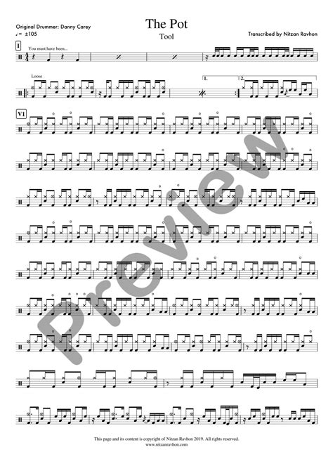 Drum Sheet Music - Tool - The Pot