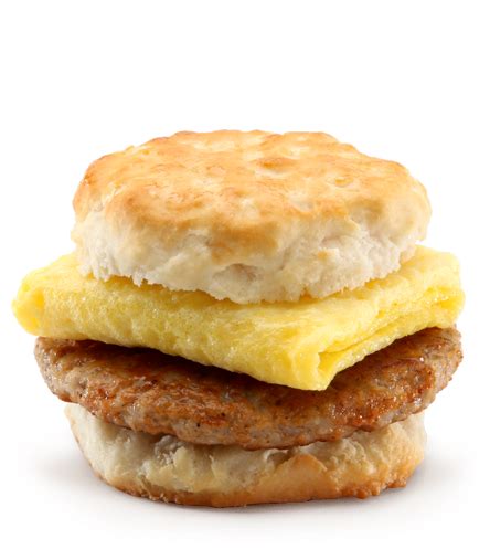 McDonald's Sausage Biscuit with Egg & Cheese. | Food, Fast food menu, Sausage biscuits