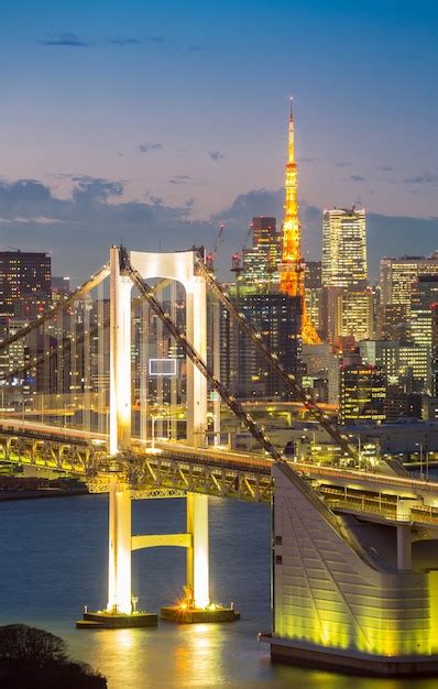 Premium Photo | Tokyo tower rainbow bridge