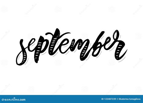 September Calligraphy Lettering Day Month Vector Brush Stock Illustration - Illustration of ...