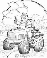 Premium Photo  Happy Farmer On The Tractor Coloring Page Of A Friendly sketch template