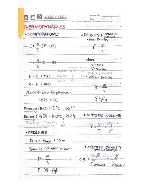 SOLUTION: Thermodynamics formulas complete - Studypool