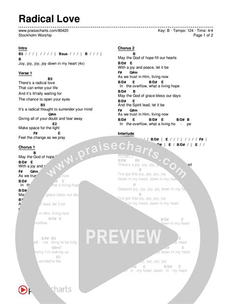 Radical Love Chords PDF (Stockholm Worship) - PraiseCharts