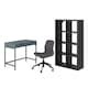 ALEX/LÅNGFJÄLL / KALLAX desk and storage combination, and swivel chair gray-turquoise/black - IKEA
