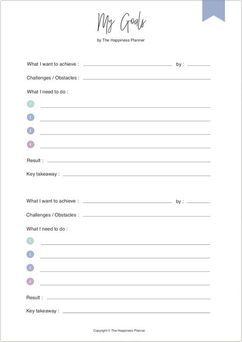 Printables: #Vision/Goals | Goals printable, Therapy worksheets, Planner