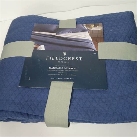 Fieldcrest Diamond Matelasse Coverlet King Size Quilted Blanket Blue ...