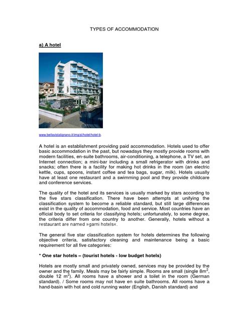 Types of Accommodation | PDF | Inn | Hotel