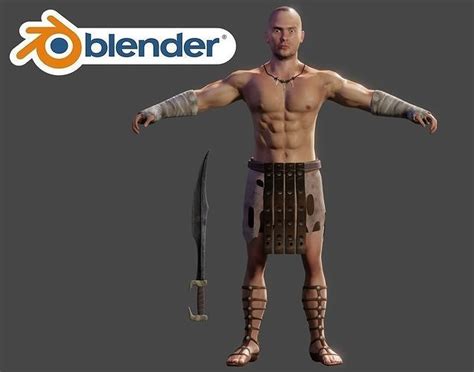 3D model Human Male Warrior Swordsman Blender VR / AR / low-poly | CGTrader