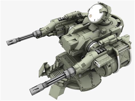 Turret tank with two guns 3D model rigged | CGTrader