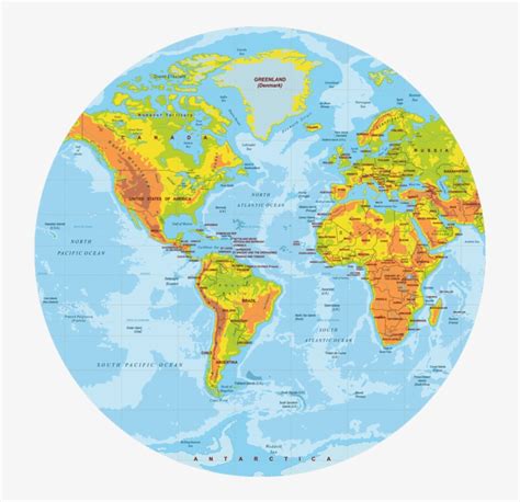 Polypropylyn Physical World Map Round Placemat E-2 - Round Map Of The World - 800x800 PNG ...