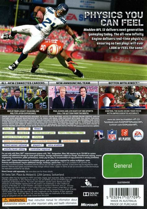 Madden NFL 13 (2012) box cover art - MobyGames