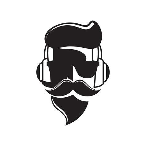 bearded man silhouette template wearing headphones 12498431 Vector Art at Vecteezy