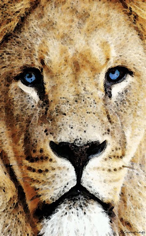 Lion Art - Blue Eyed King Painting by Sharon Cummings - Fine Art America