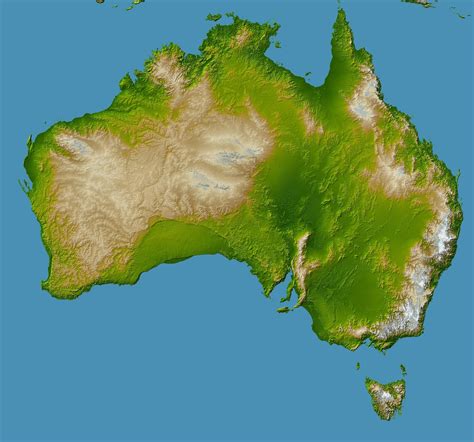 Australia, Shaded Relief and Colored Height