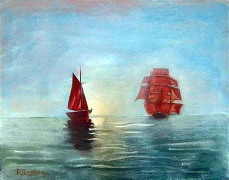 Red Sails in the Sunset Painting by Richard Le Page | Fine Art America