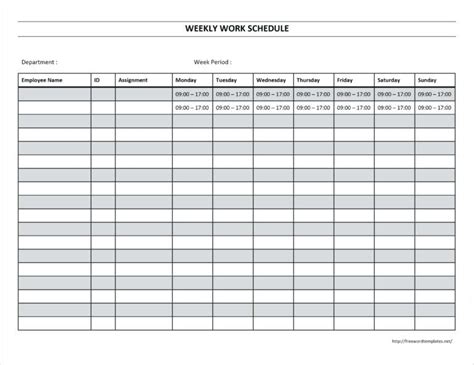 Monthly Work Schedule Template Printable – Wovensheet.co inside Blank Monthly Work Schedule Template