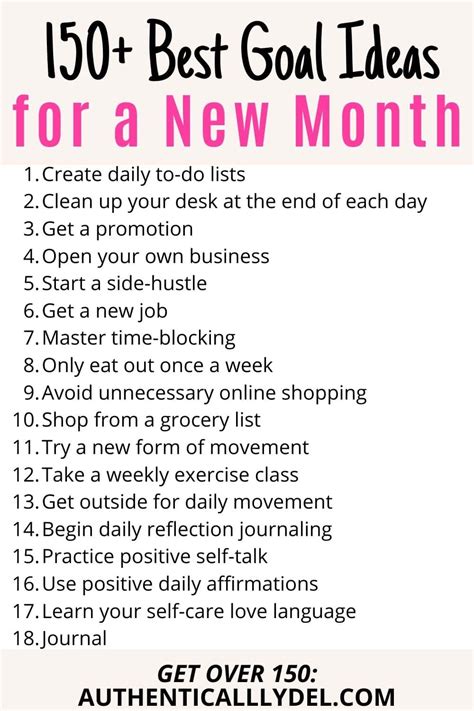 150+ Best Monthly Goal Ideas for a Better Life - Authentically Del