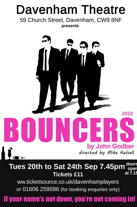 Bouncers by John Godber at Davenham Theatre event tickets from TicketSource