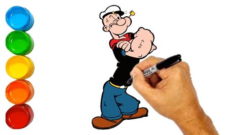 Drawing Popeye very easy | How to draw Popeye | Coloring Popeye - YouTube